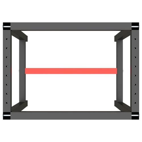 Stel til arbejdsbænk 70x50x79 cm metal mat sort og mat rød