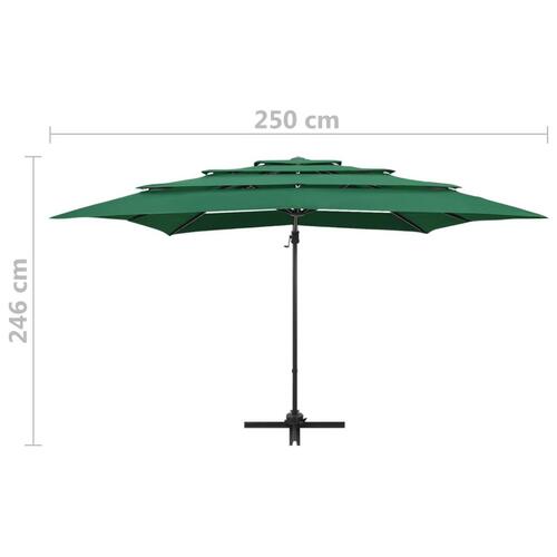 Parasol med aluminiumsstang 4 niveauer 250x250 cm grøn