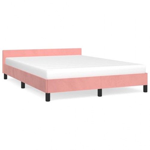 Sengeramme med hovedgærde i fløjl - pink 140×190 cm