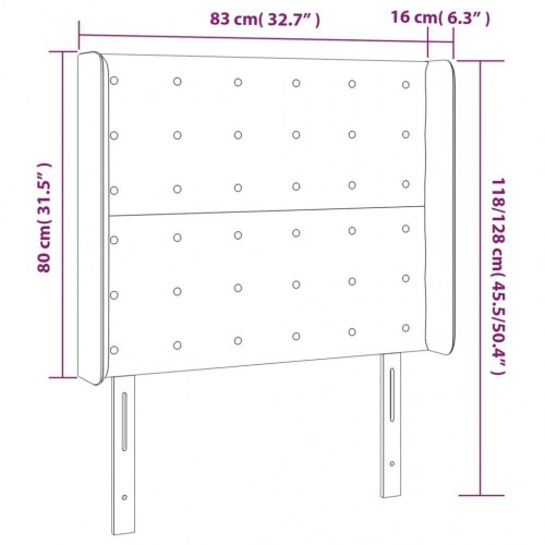 Sengegavl med kanter 83×16×118/128 cm - fløjl, lysegrå