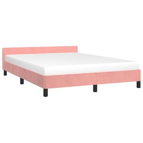 Sengeramme med hovedgærde i fløjl - pink 140×190 cm
