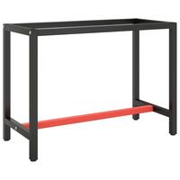 Stel til arbejdsbænk 110x50x79 cm metal mat sort og mat rød