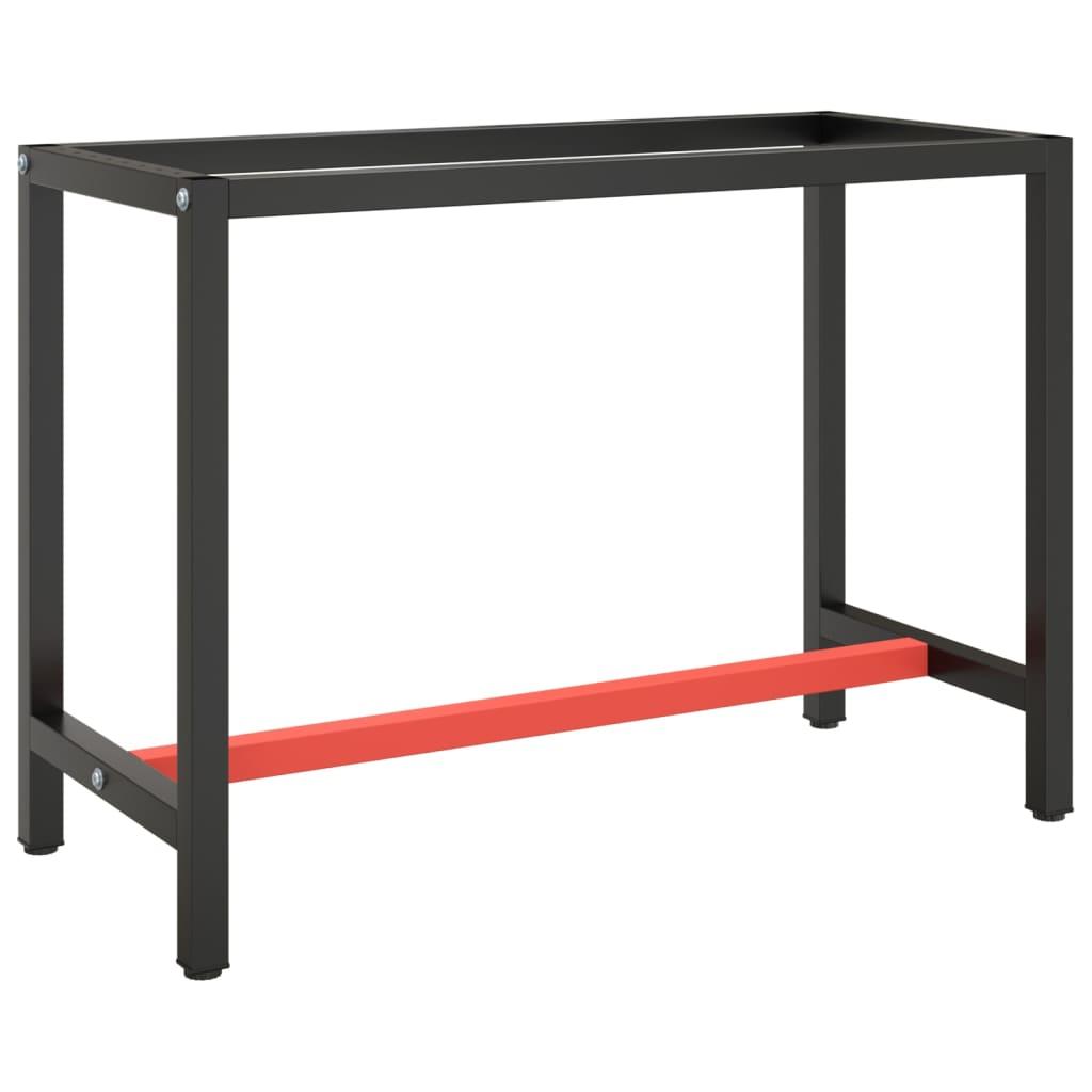 Stel til arbejdsbænk 110x50x79 cm metal mat sort og mat rød