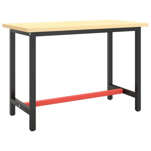 Stel til arbejdsbænk 110x50x79 cm metal mat sort og mat rød