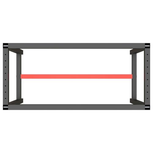 Stel til arbejdsbænk 110x50x79 cm metal mat sort og mat rød