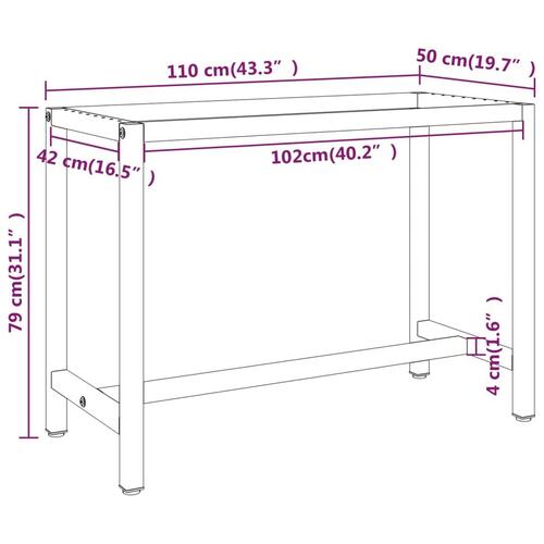 Stel til arbejdsbænk 110x50x79 cm metal mat sort og mat rød