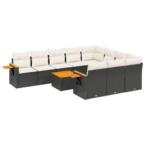 Sofasæt til haven 11 dele med hynder polyrattan sort