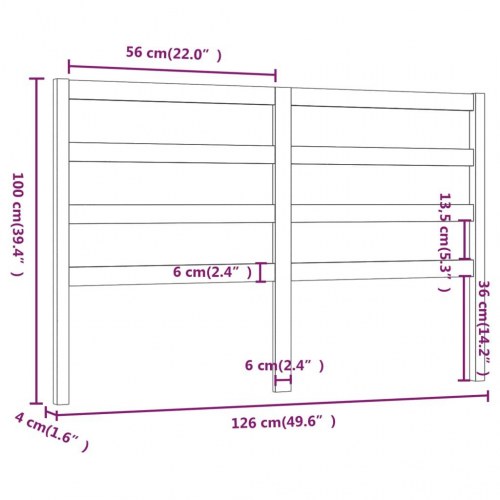 Sengegavl 126 × 4 × 100 cm i massivt fyrretræ - sort