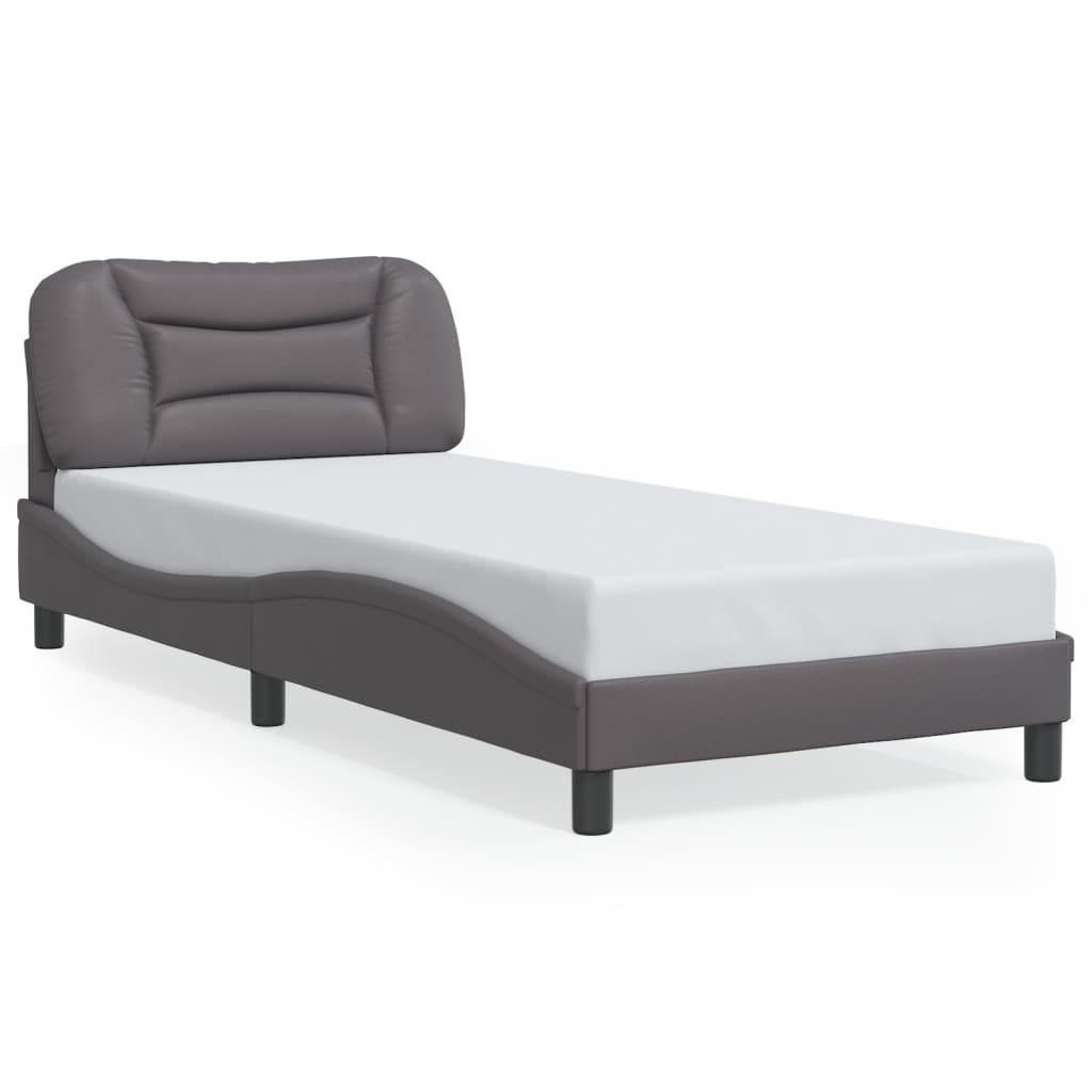 Sengeramme med LED-lys 80x200 cm kunstlæder grå
