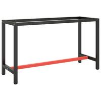 Stel til arbejdsbænk 140x50x79 cm metal mat sort og mat rød