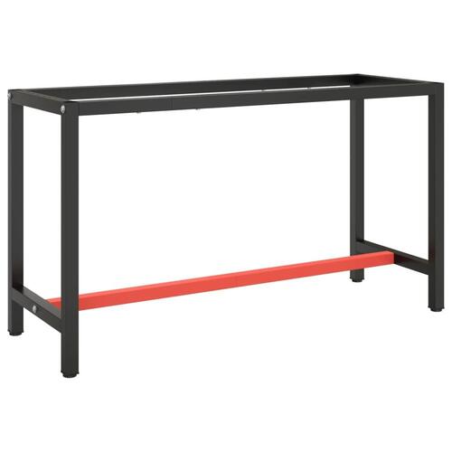 Stel til arbejdsbænk 140x50x79 cm metal mat sort og mat rød