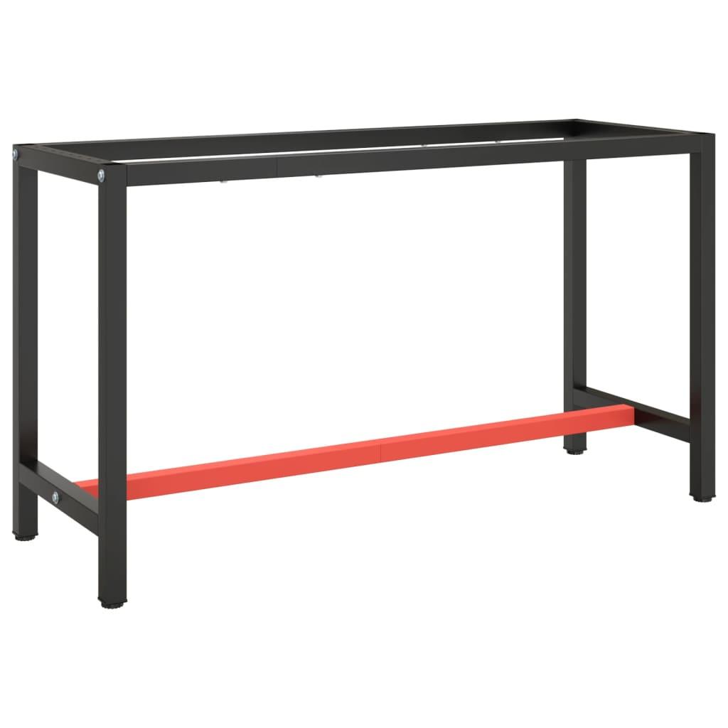 Stel til arbejdsbænk 140x50x79 cm metal mat sort og mat rød