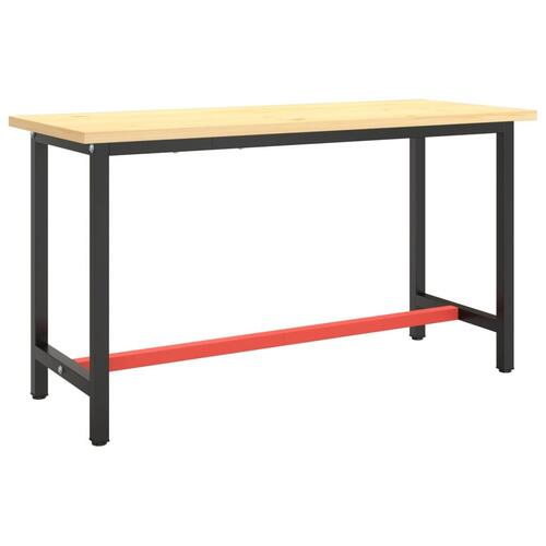 Stel til arbejdsbænk 140x50x79 cm metal mat sort og mat rød