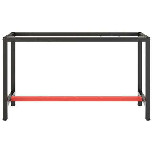 Stel til arbejdsbænk 140x50x79 cm metal mat sort og mat rød