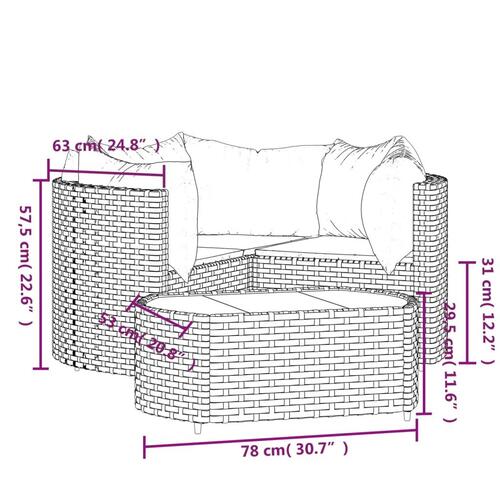 Loungesæt til haven 4 dele med hynder polyrattan brun