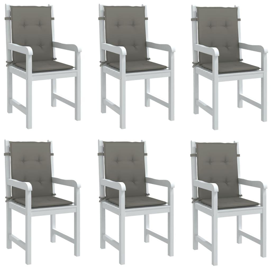 Stolehynder med lav ryg 6 stk. 100x50x4 cm stof mørkegrå
