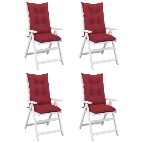 Stolehynder m. høj ryg 4 stk. 120x50x7 cm stof vinrød