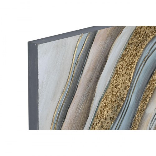 Håndmalet lærredsmaleri - Træ/MDF, blå/gylden, 80 × 3 × 120 cm