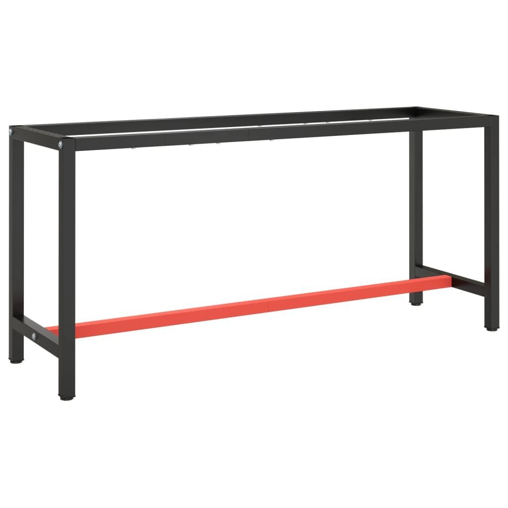 Stel til arbejdsbænk 170x50x79 cm metal mat sort og mat rød
