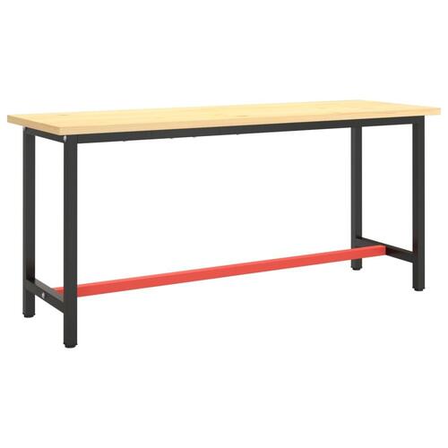 Stel til arbejdsbænk 170x50x79 cm metal mat sort og mat rød