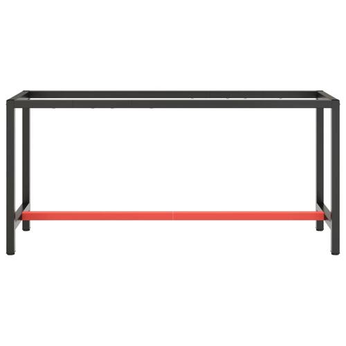 Stel til arbejdsbænk 170x50x79 cm metal mat sort og mat rød
