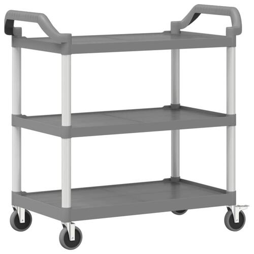 Vogn med 3 hylder 99x50x96 cm aluminium grå