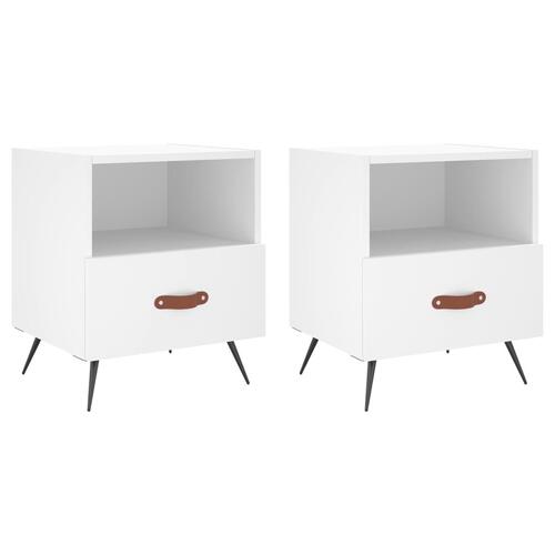 Sengeborde 2 stk. 40x35x47,5 cm konstrueret træ hvid