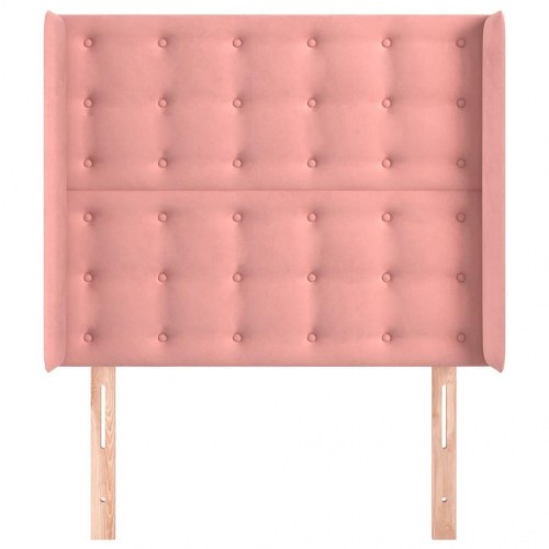 Sengegavl med kanter 83×16×118/128 cm i fløjl - lyserød