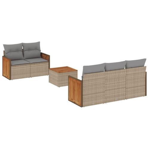 Sofasæt til haven 6 dele med hynder polyrattan beige