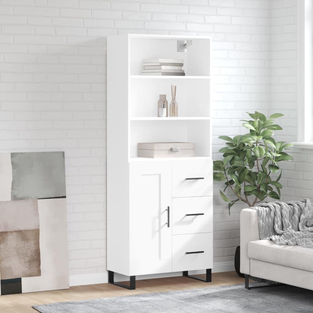 Højskab 69,5x34x180 cm konstrueret træ hvid billede