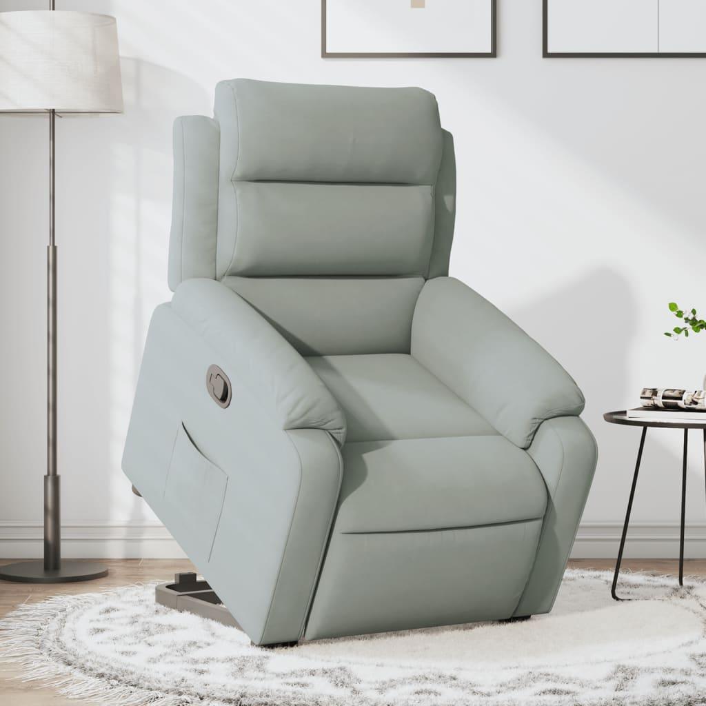 Løftestol velour lysegrå