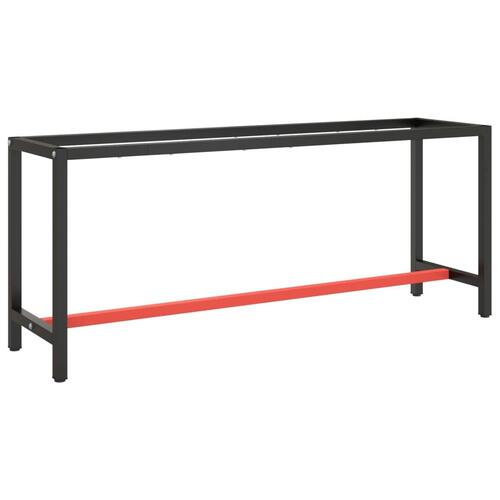Stel til arbejdsbænk 190x50x79 cm metal mat sort og mat rød