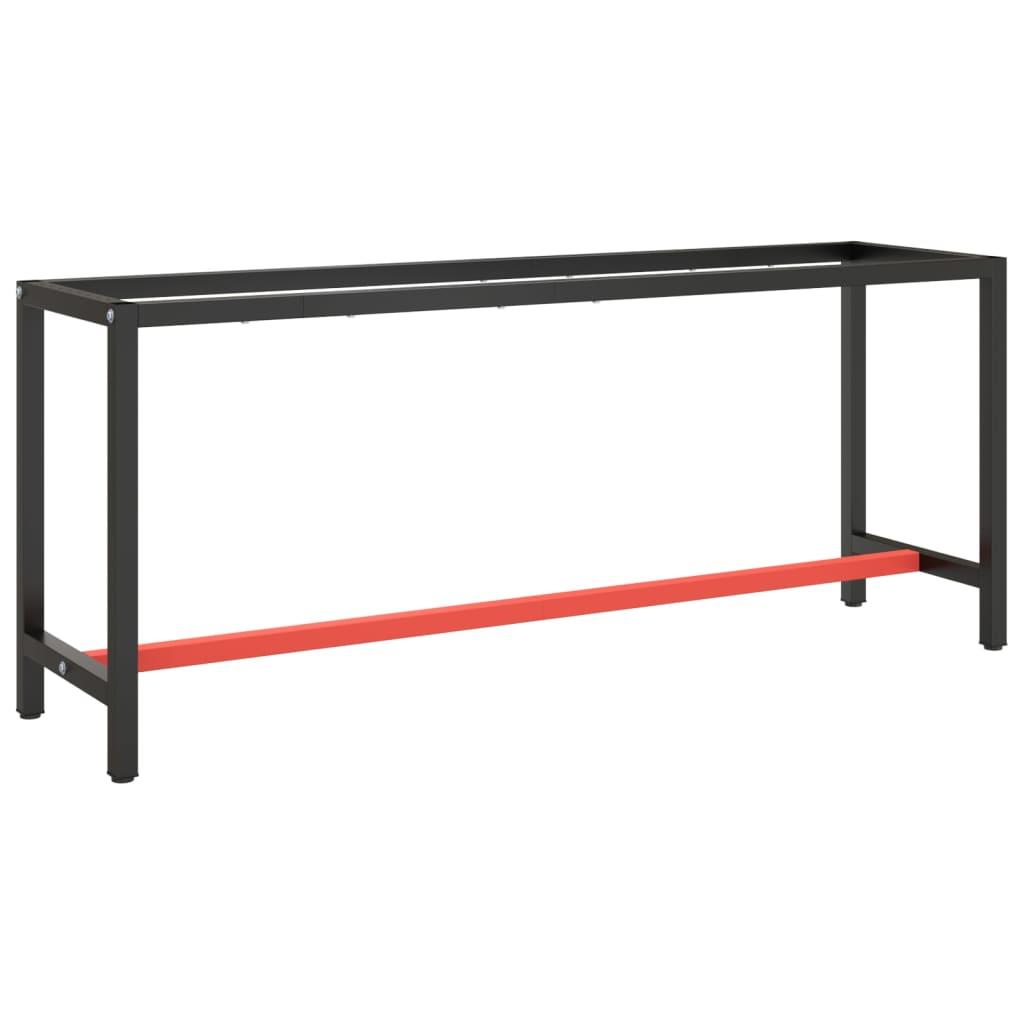 Stel til arbejdsbænk 190x50x79 cm metal mat sort og mat rød