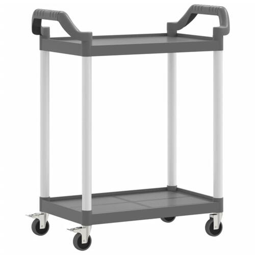 Vogn med 2 hylder 81x41x92 cm aluminium grå