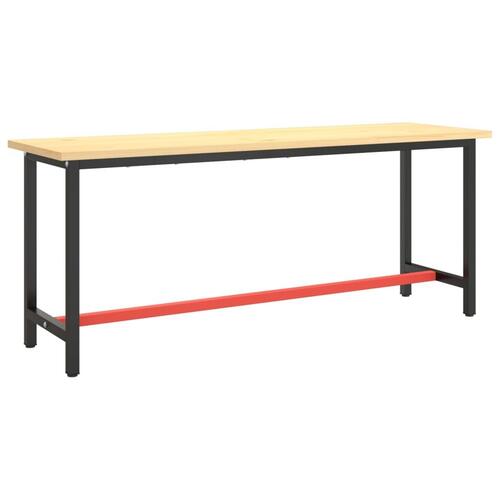 Stel til arbejdsbænk 190x50x79 cm metal mat sort og mat rød