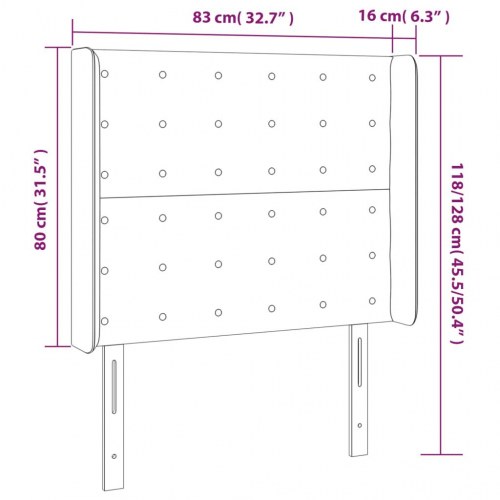 Sengegavl med kanter 83×16×118/128 cm i fløjl - lyserød