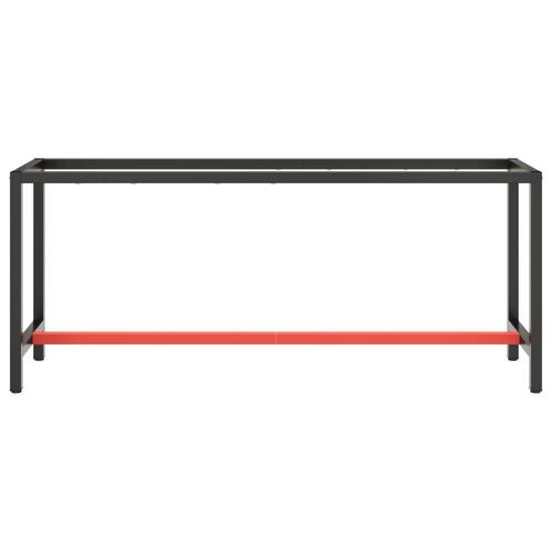 Stel til arbejdsbænk 190x50x79 cm metal mat sort og mat rød