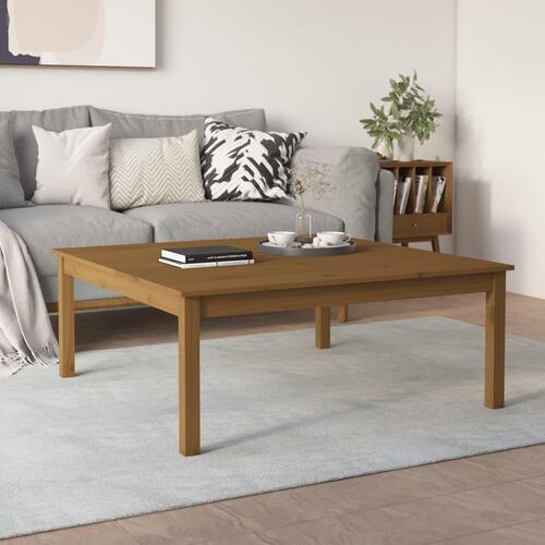 Sofabord 100x100x40 cm massivt fyrretræ gyldenbrun