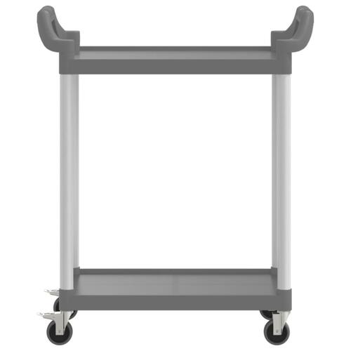 Vogn med 2 hylder 81x41x92 cm aluminium grå