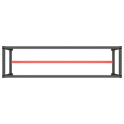 Stel til arbejdsbænk 190x50x79 cm metal mat sort og mat rød
