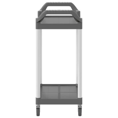 Vogn med 2 hylder 81x41x92 cm aluminium grå