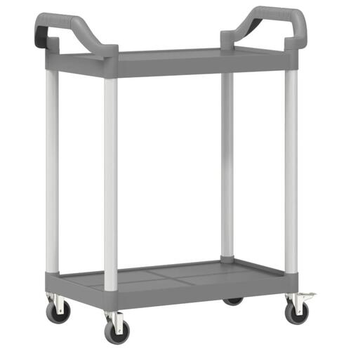 Vogn med 2 hylder 81x41x92 cm aluminium grå