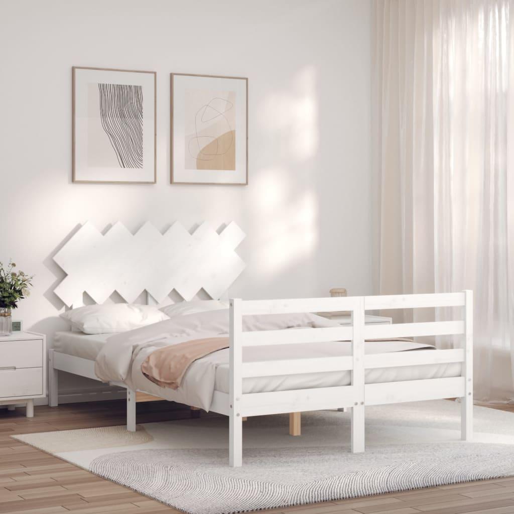 Sengeramme med sengegavl 120x200 cm massivt træ hvid