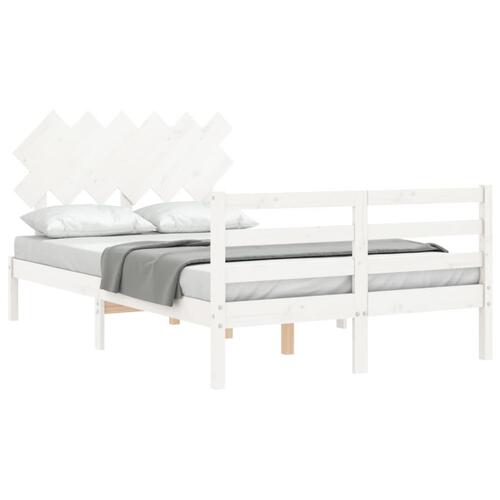 Sengeramme med sengegavl 120x200 cm massivt træ hvid