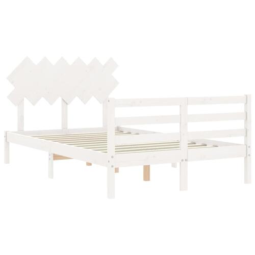 Sengeramme med sengegavl 120x200 cm massivt træ hvid