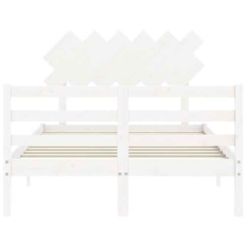 Sengeramme med sengegavl 120x200 cm massivt træ hvid