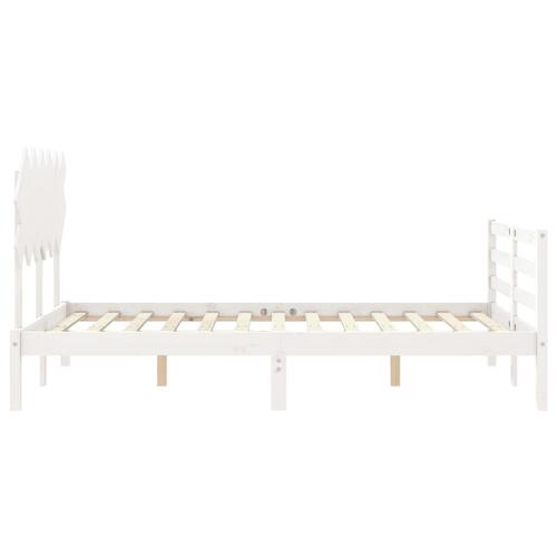 Sengeramme med sengegavl 120x200 cm massivt træ hvid