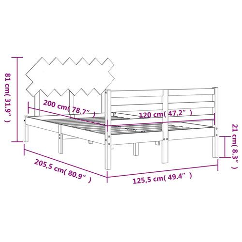 Sengeramme med sengegavl 120x200 cm massivt træ hvid