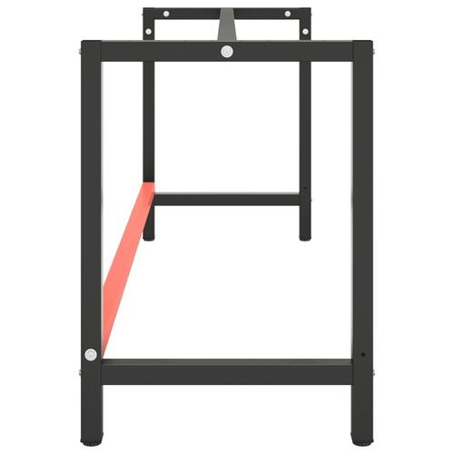 Stel til arbejdsbænk 180x57x79 cm metal mat sort og mat rød