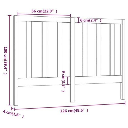 Sengegærde 126x4x100 cm massivt fyrretræ